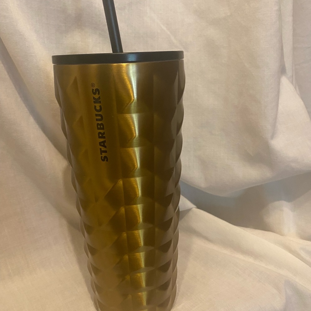 Starbucks Gold Tumbler with Straw